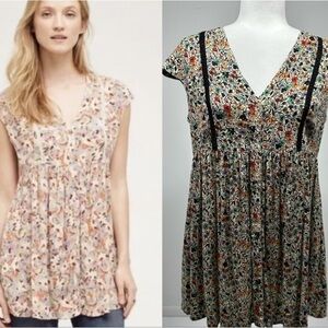 VanessaVirginia oversized floral button front tunic mini dress size XS